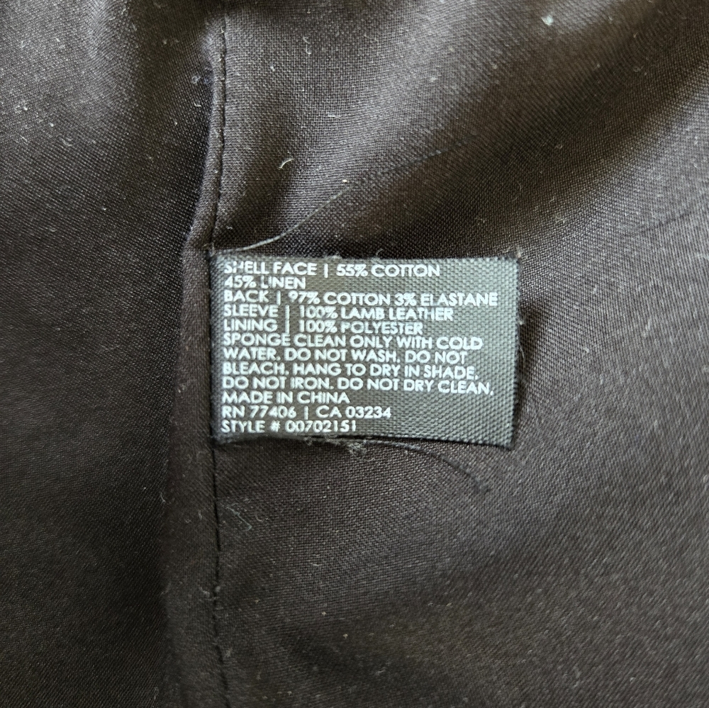 CLUB MONACO linen and lamb leather cream and black jacket. Size large - Picture 14 of 16